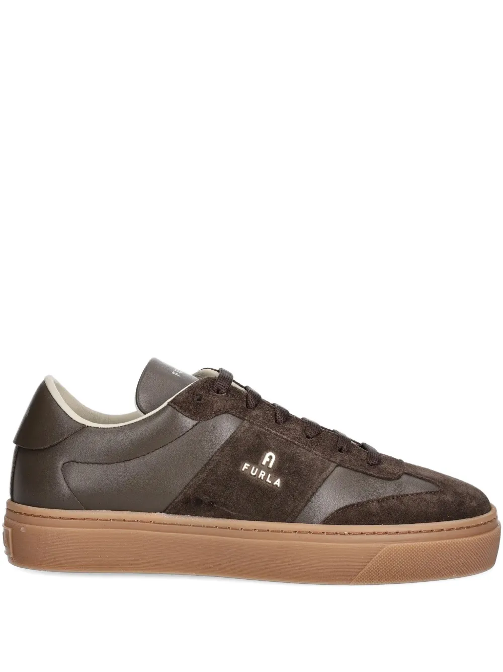Furla leather suede sneakers Brown