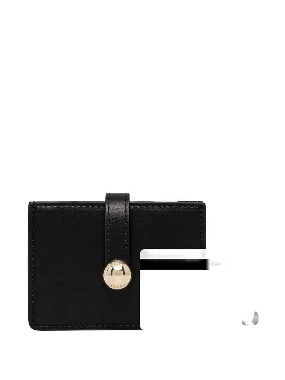 Furla Small Sfera Leather Button Card Holder In Black