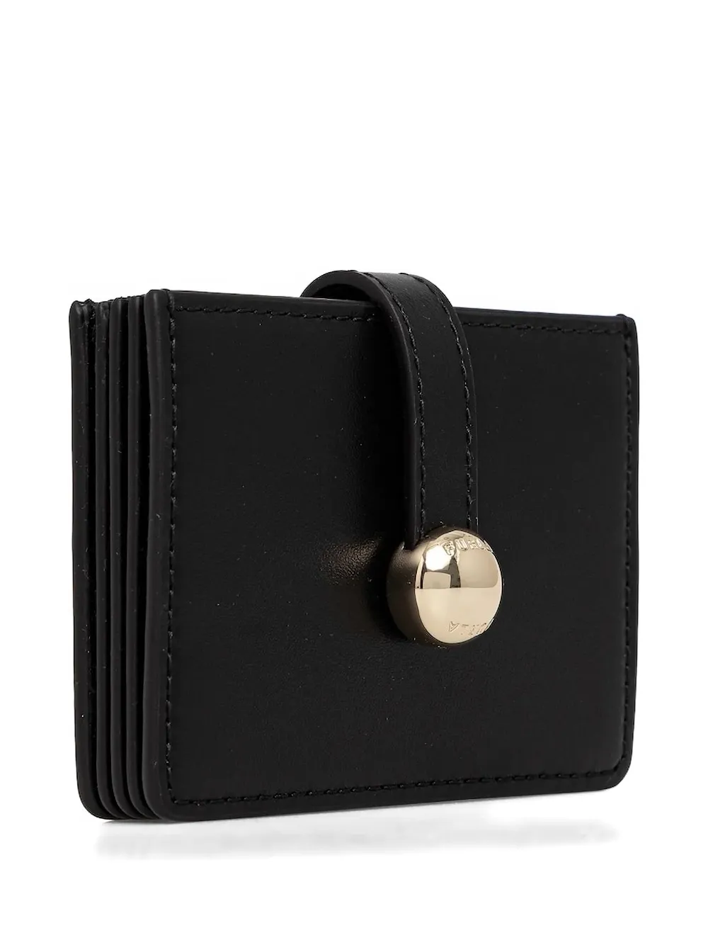 Furla Small Sfera Leather Button Card Holder In Black