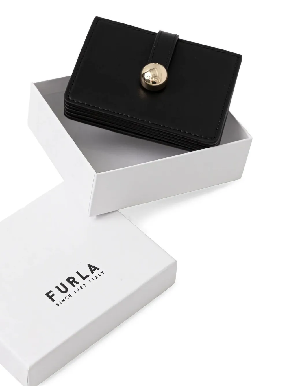 Furla Sfera kleine leren pasjeshouder met knopen Zwart