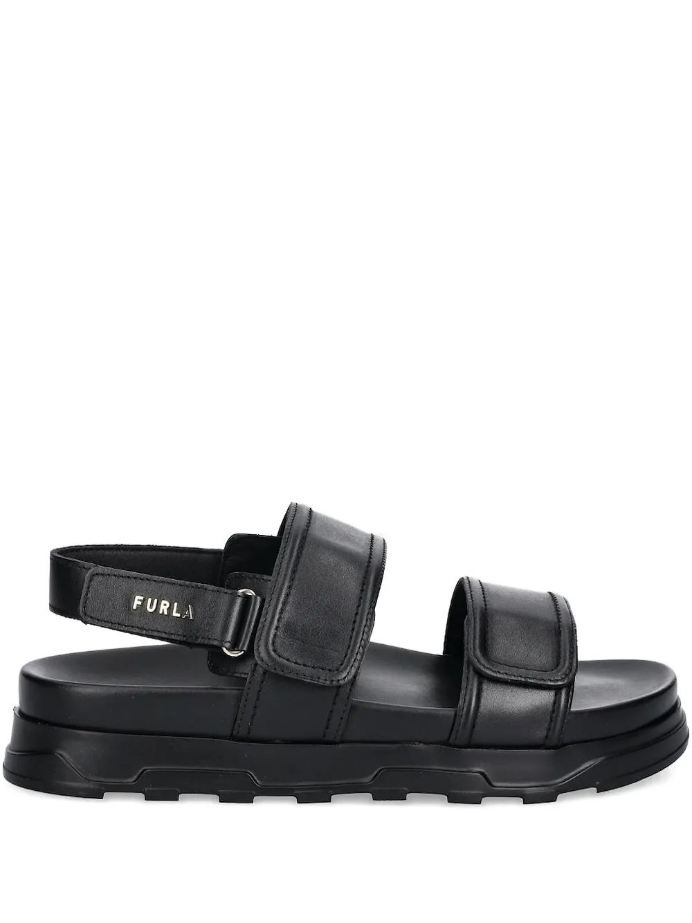 Furla Leren platte sandalen met dubbele bandjes Zwart