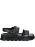 Furla double-straps leather flat sandals - Black