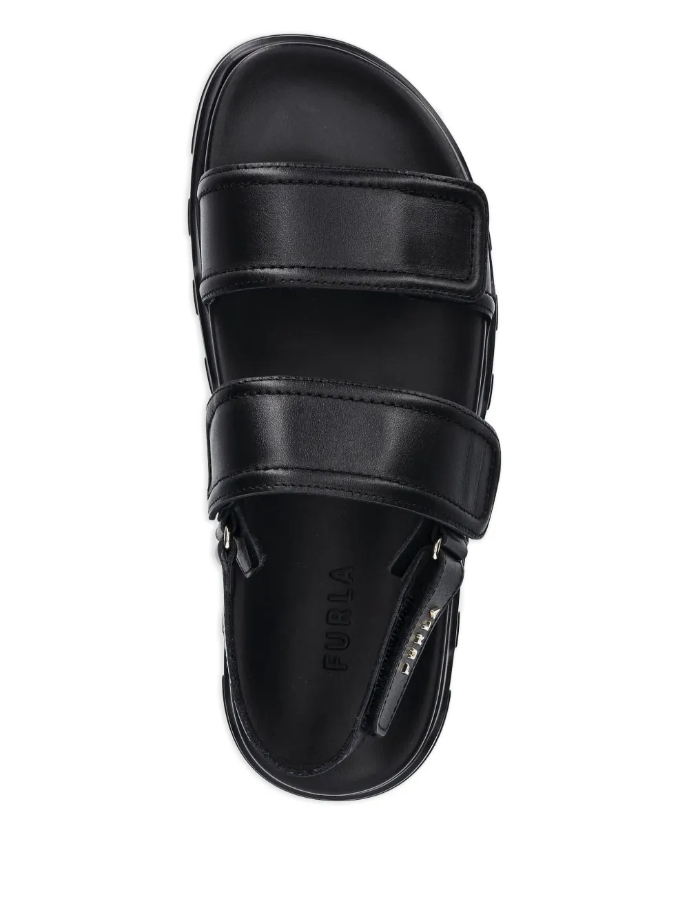 Furla Leren platte sandalen met dubbele bandjes Zwart