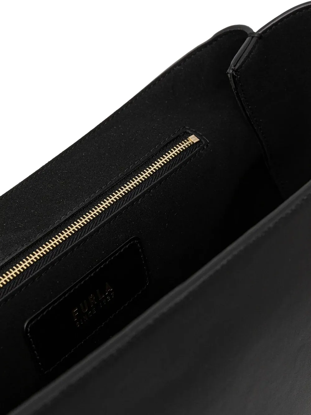 Furla Flap-front Ring-detail Tote Bag In Black