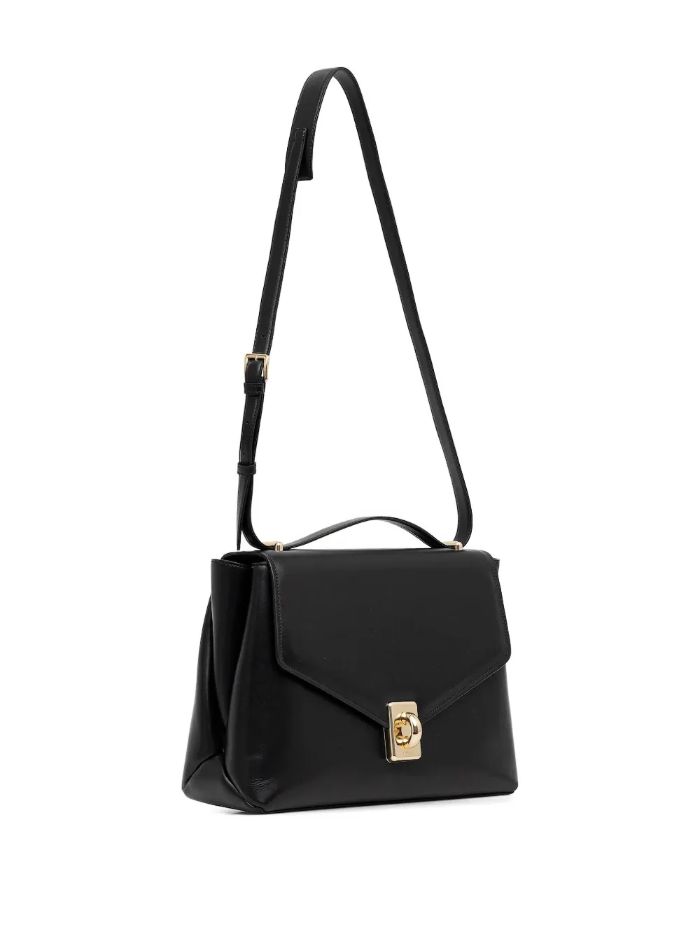 Furla Flap-front Ring-detail Tote Bag In Black