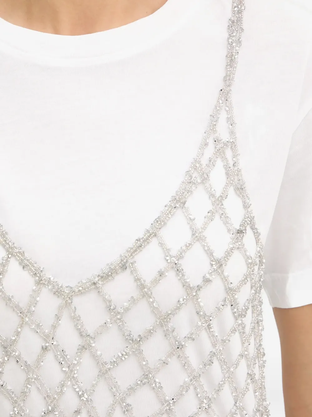 Pinko Embellished-net Mini Dress In Gray