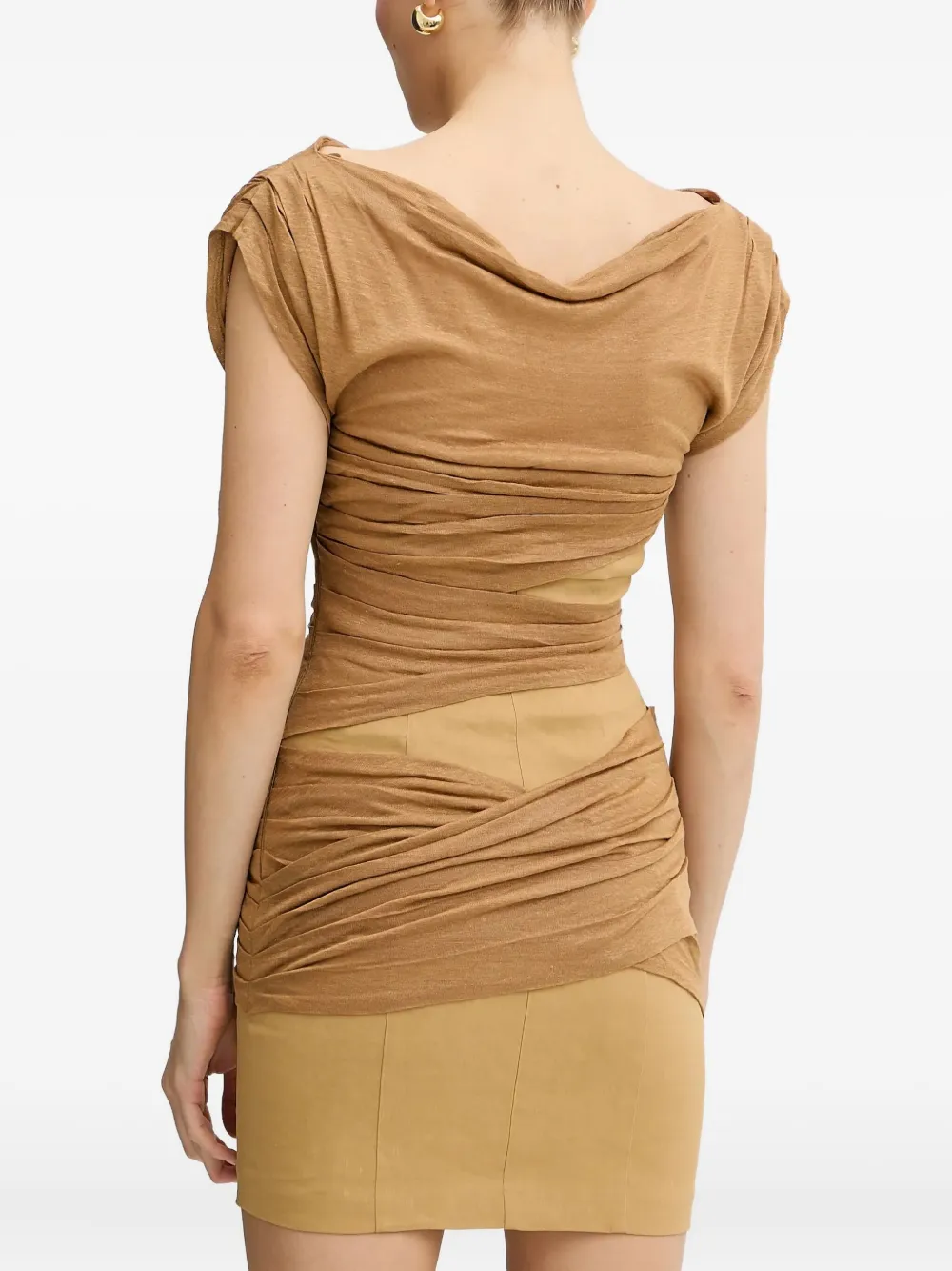 Pinko Draped-panel Mini Dress In Brown