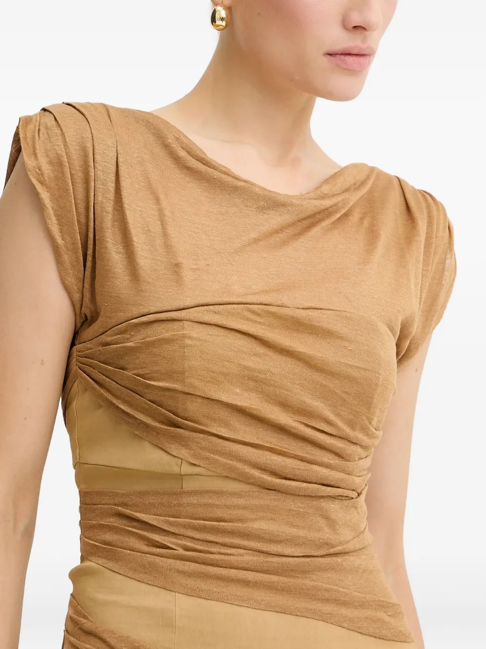 Pinko Draped-panel Mini Dress In Brown