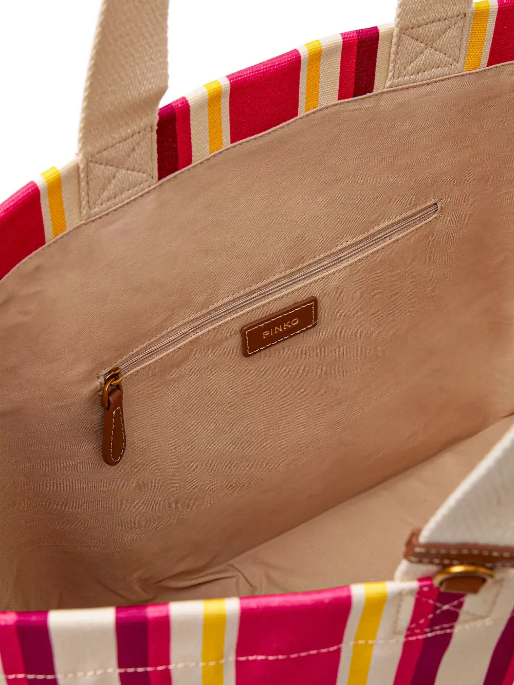 PINKO Grote gestreepte shopper met logopatch Veelkleurig