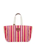PINKO large striped-pattern logo-patch tote bag - Multicolour