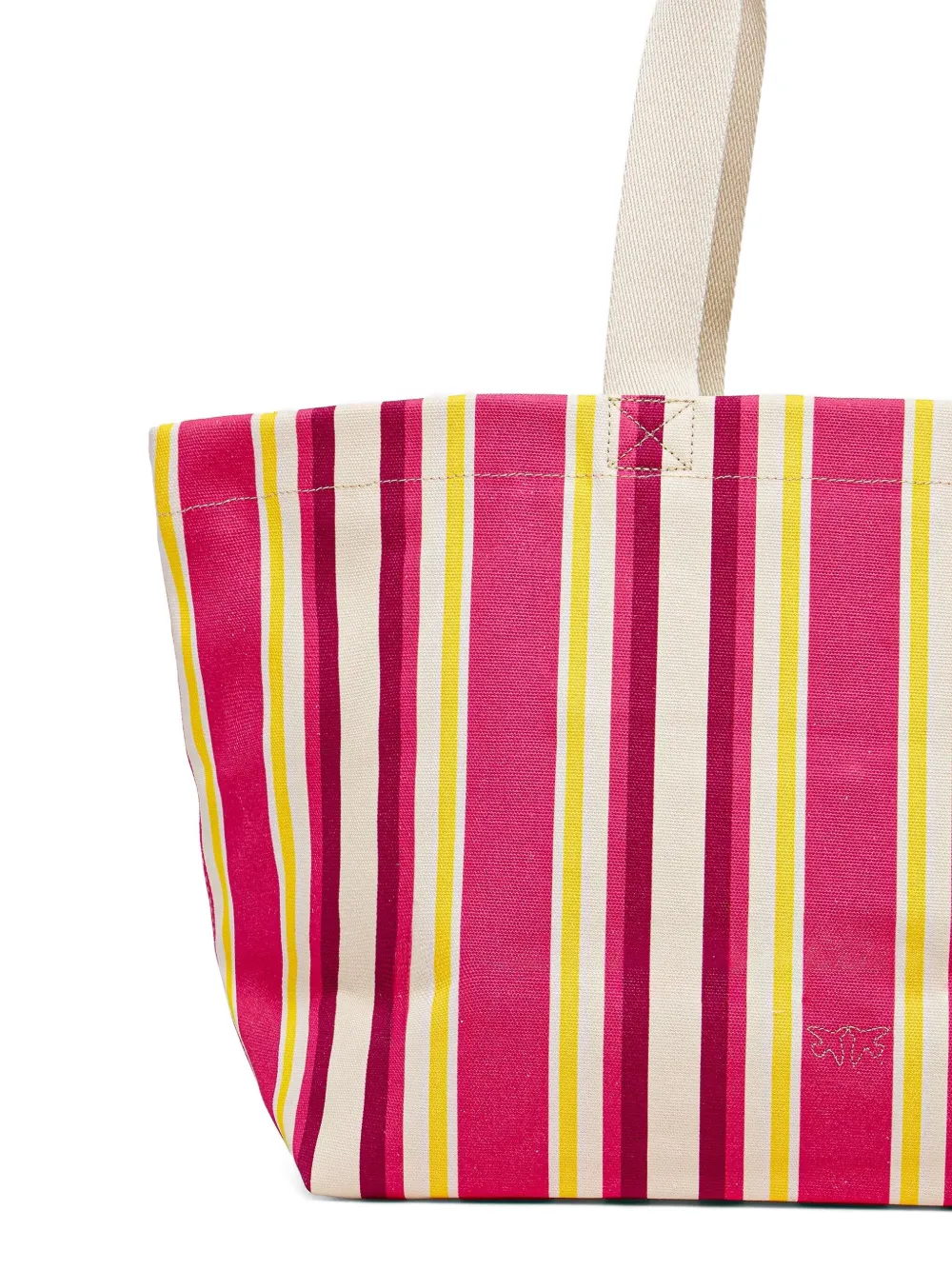 PINKO Grote gestreepte shopper met logopatch Veelkleurig