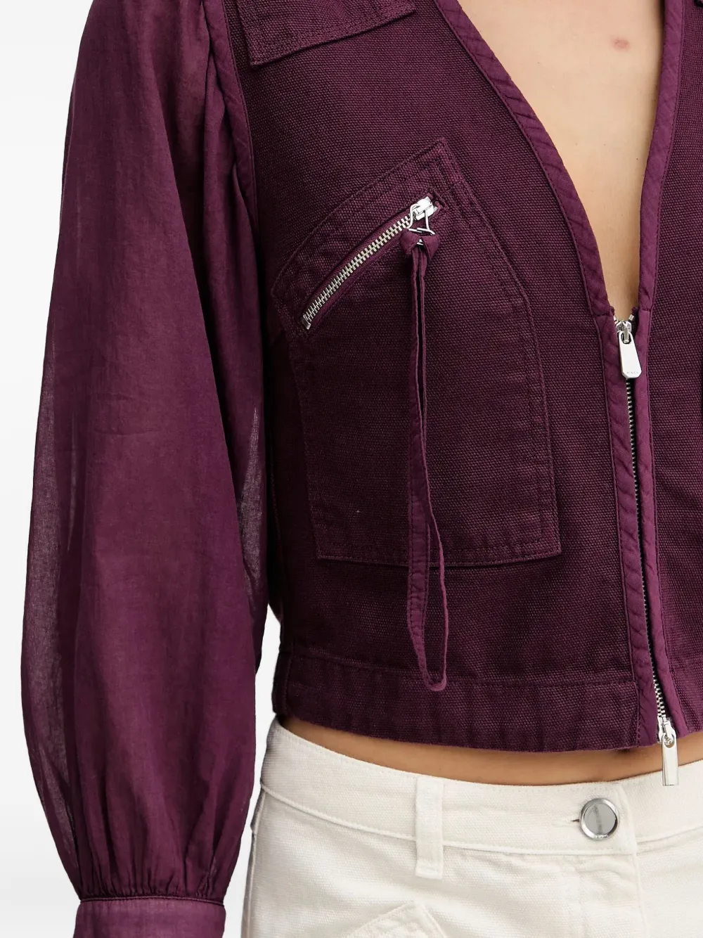 Pinko V-neck Puff-sleeve Top In Purple