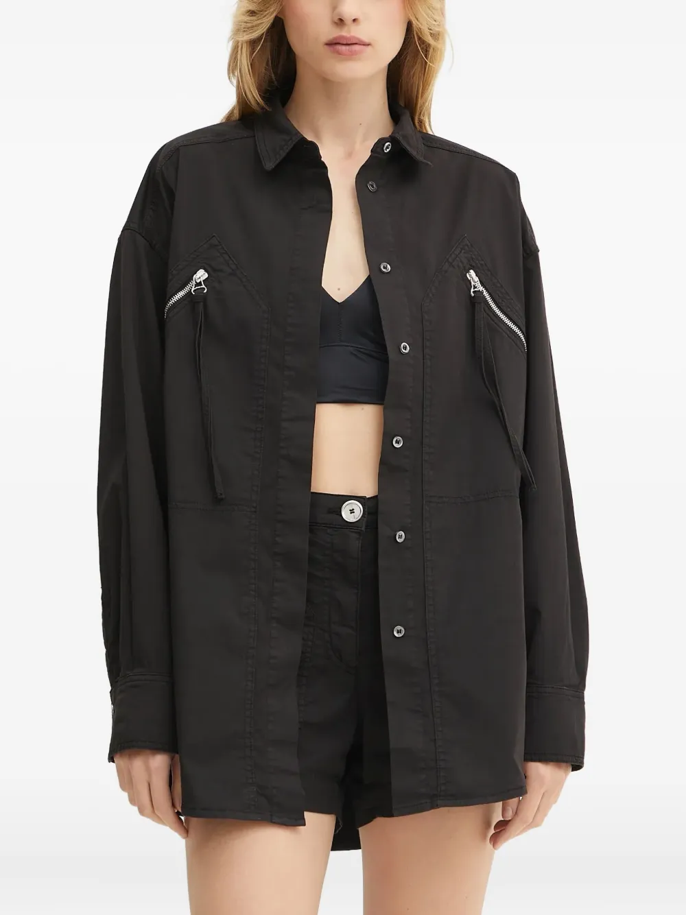 PINKO zip-pocket shirt top | Black | Image 1