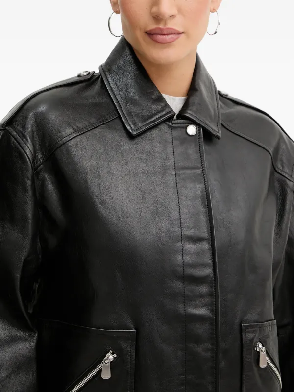 PINKO Leather Jacket | Black | FARFETCH