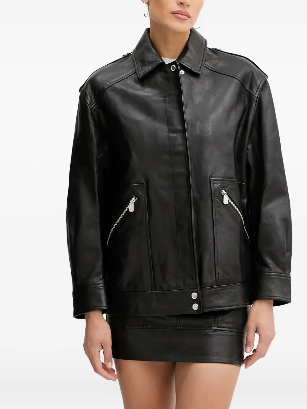 PINKO leather jacket | Black | Image 1