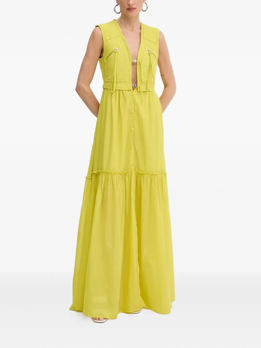 PINKO Gelaagde maxi-jurk - Geel