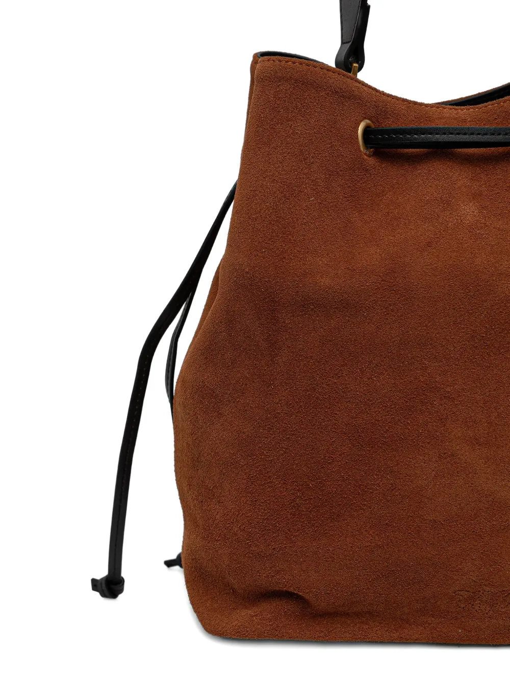 Pinko Drawstring Suede Bucket Bag In Brown