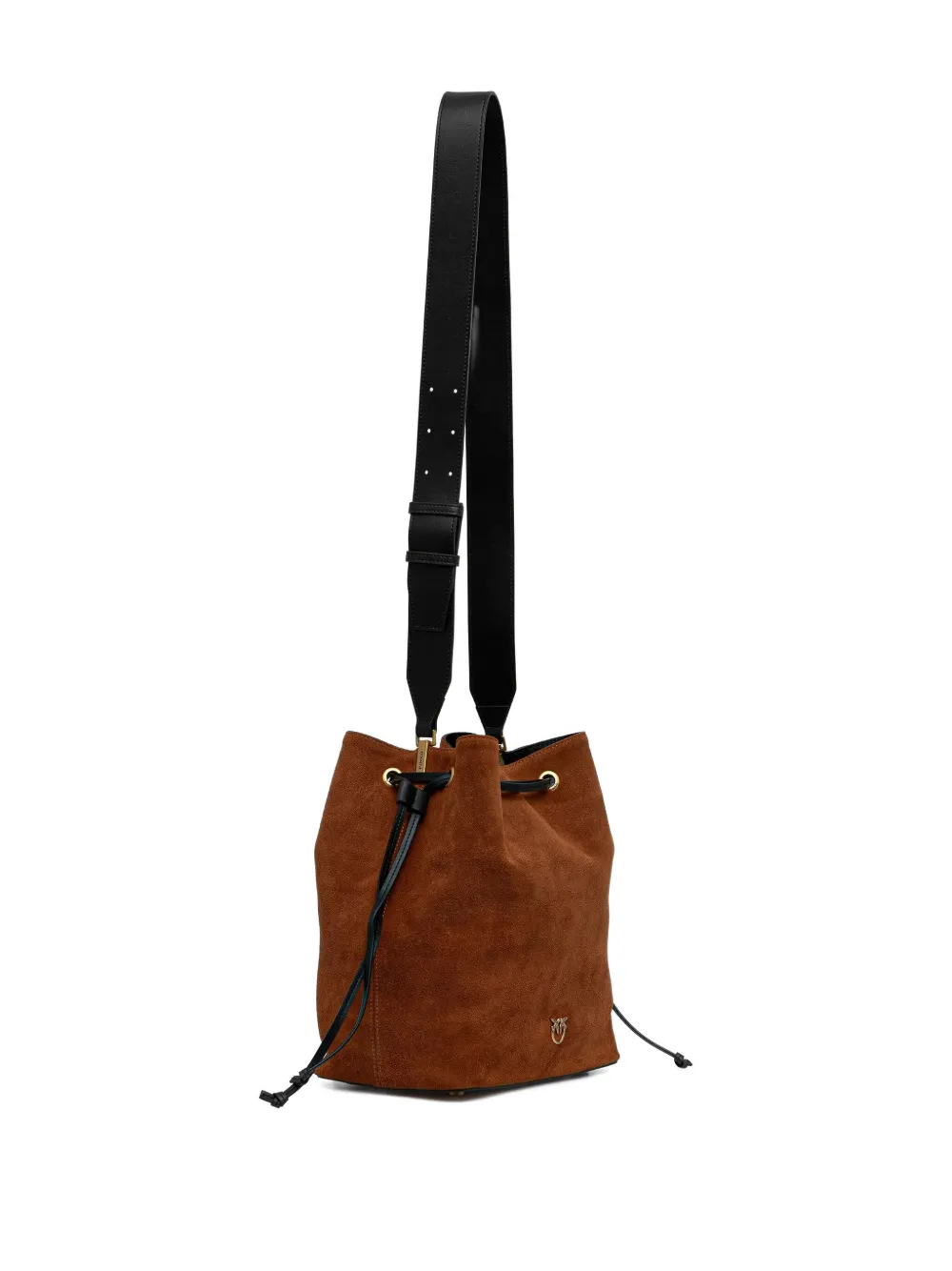 Pinko Drawstring Suede Bucket Bag In Brown