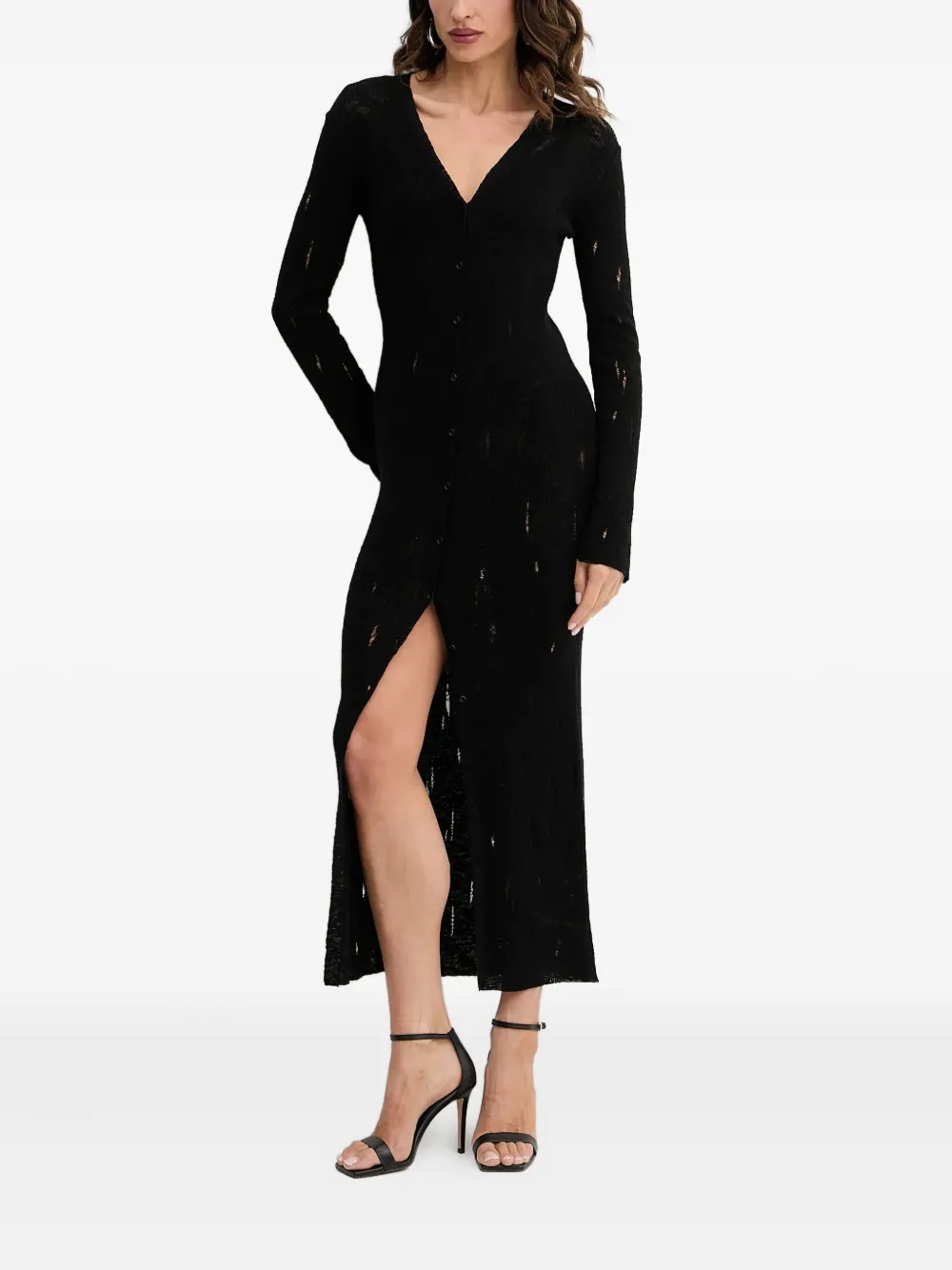 PINKO button-front knit maxi dress | Black | Image 1