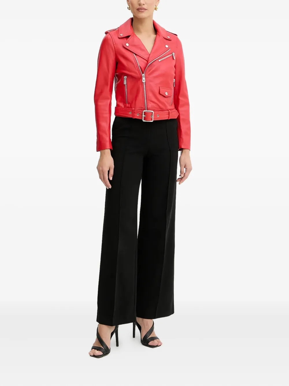 PINKO belted zip-front leather biker jacket | Biker Jackets | Image 2