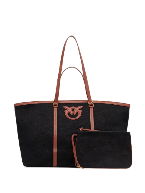 PINKO medium logo-patch leather-trimmed tote bag