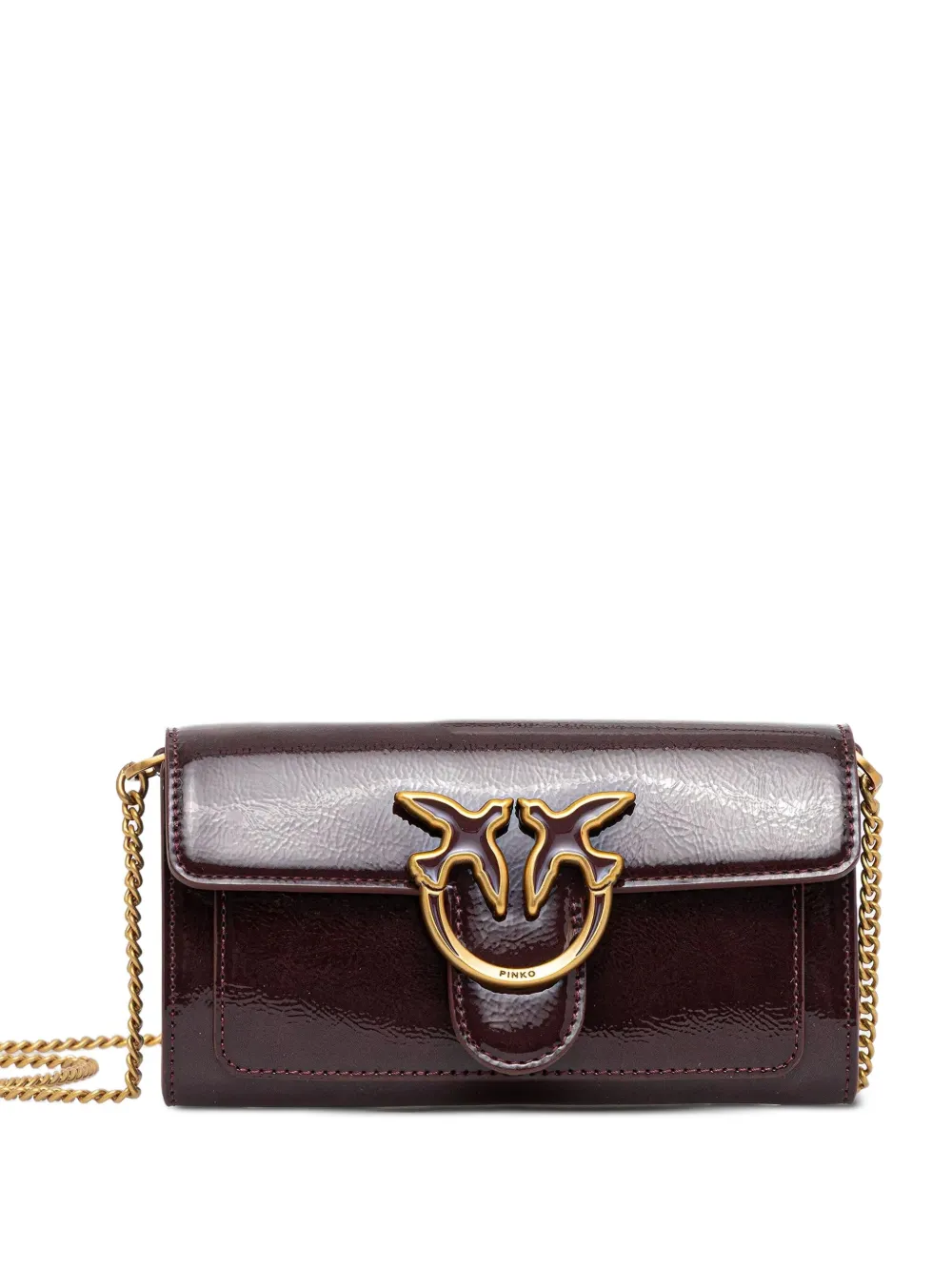Pinko Bird-embellished Chain-strap Satchel In Brown
