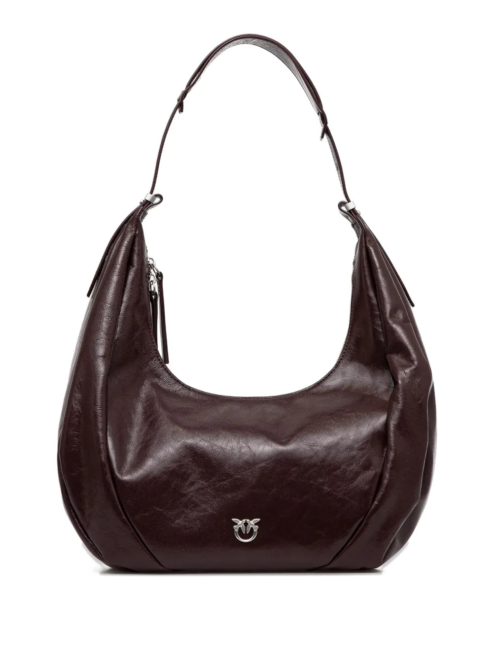 medium curved-shape leather shoulder bag
