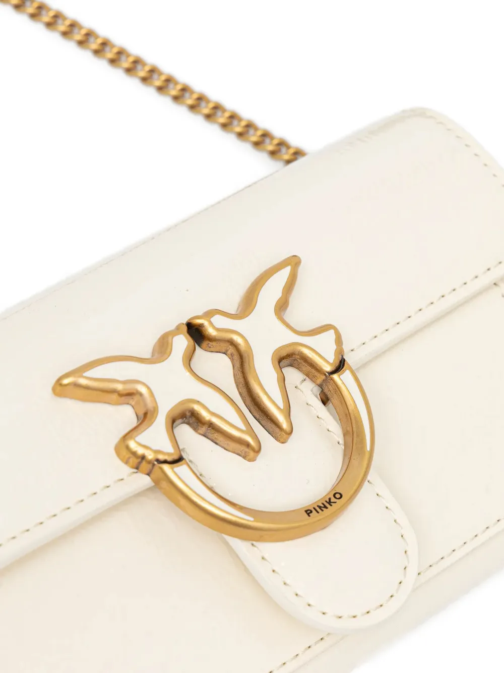 PINKO love-bird embellishment chain-strap satchel Wit