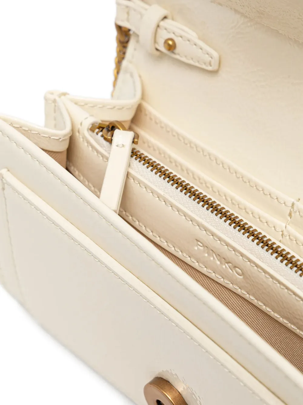 PINKO love-bird embellishment chain-strap satchel Wit