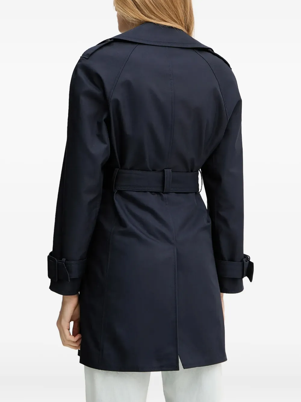 PINKO belted double-breasted trench coat Blauw