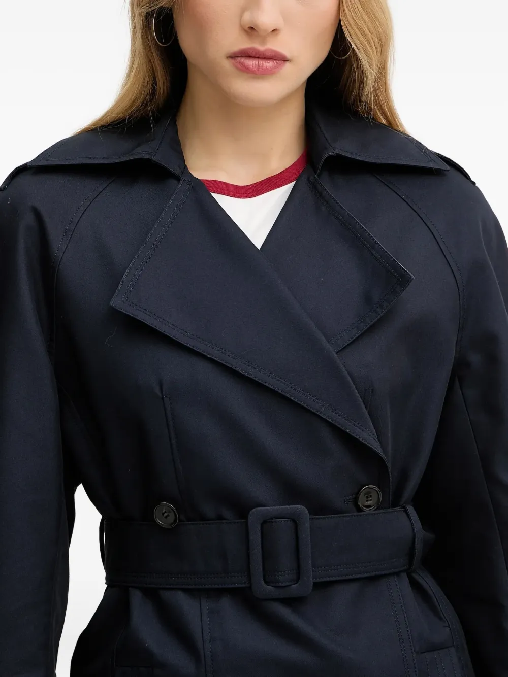 PINKO belted double-breasted trench coat Blauw