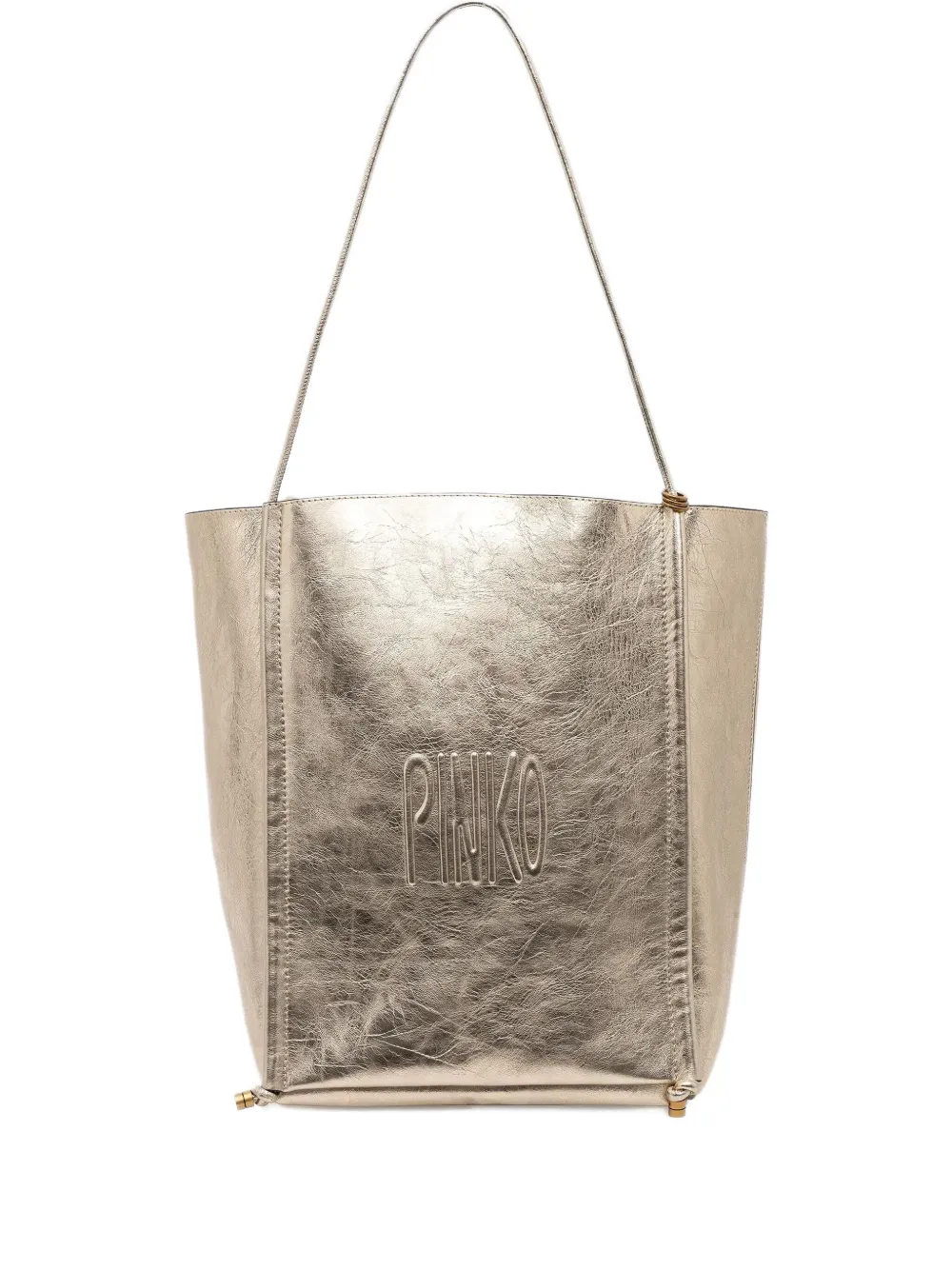 PINKO medium metallic-effect leather tote bag Goud
