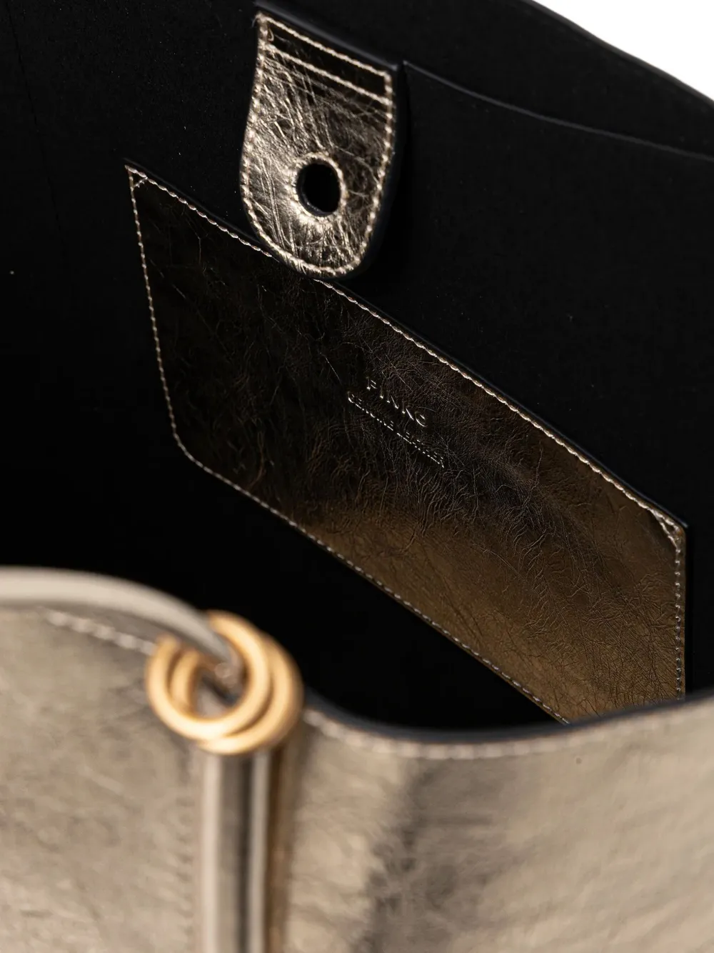 PINKO Medium leren shopper met metallic-effect Goud