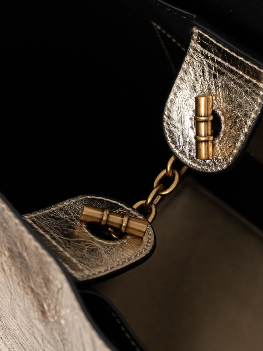 PINKO Medium leren shopper met metallic-effect Goud