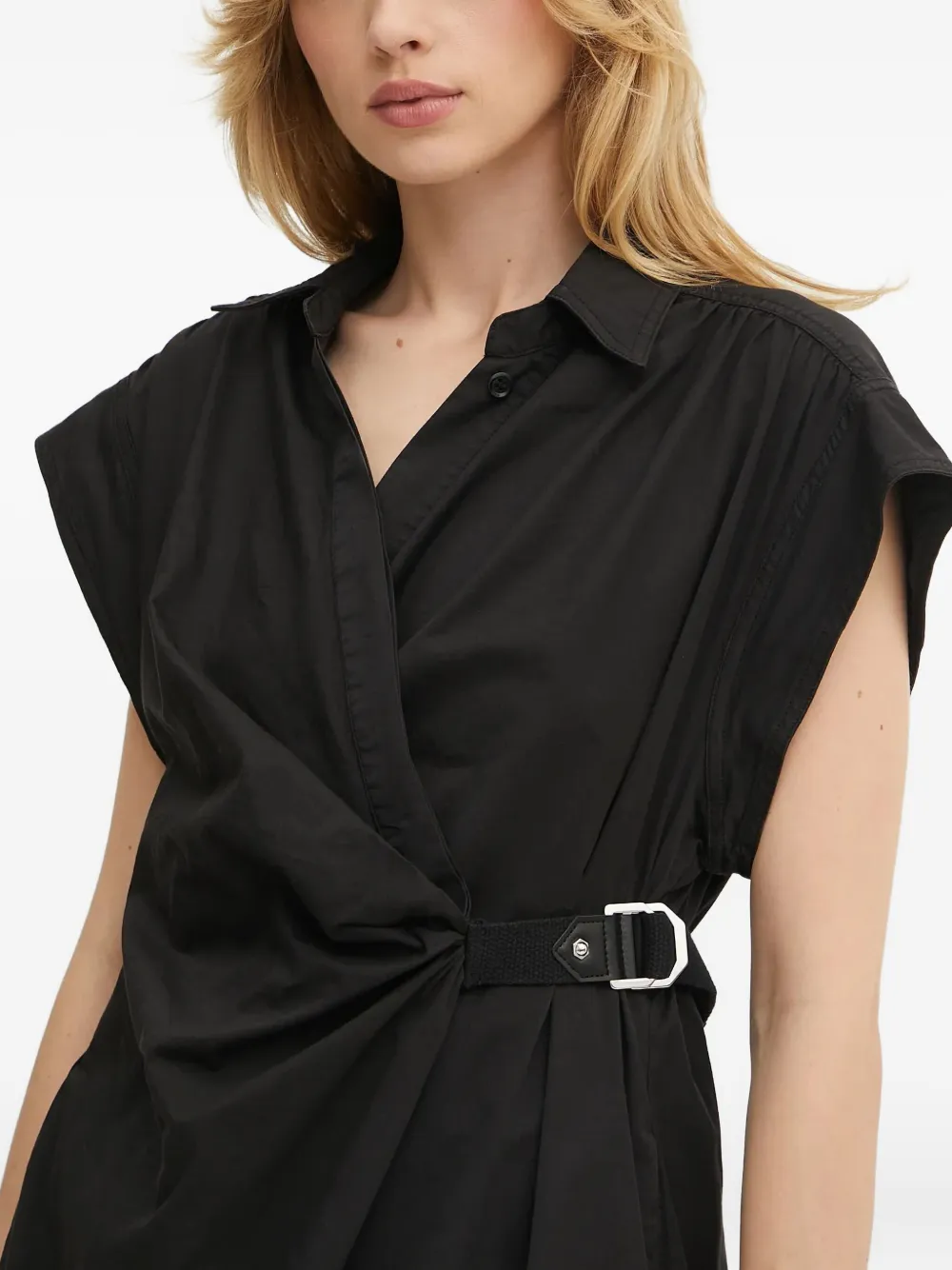 Pinko Belted Wrap Mini Dress In Black