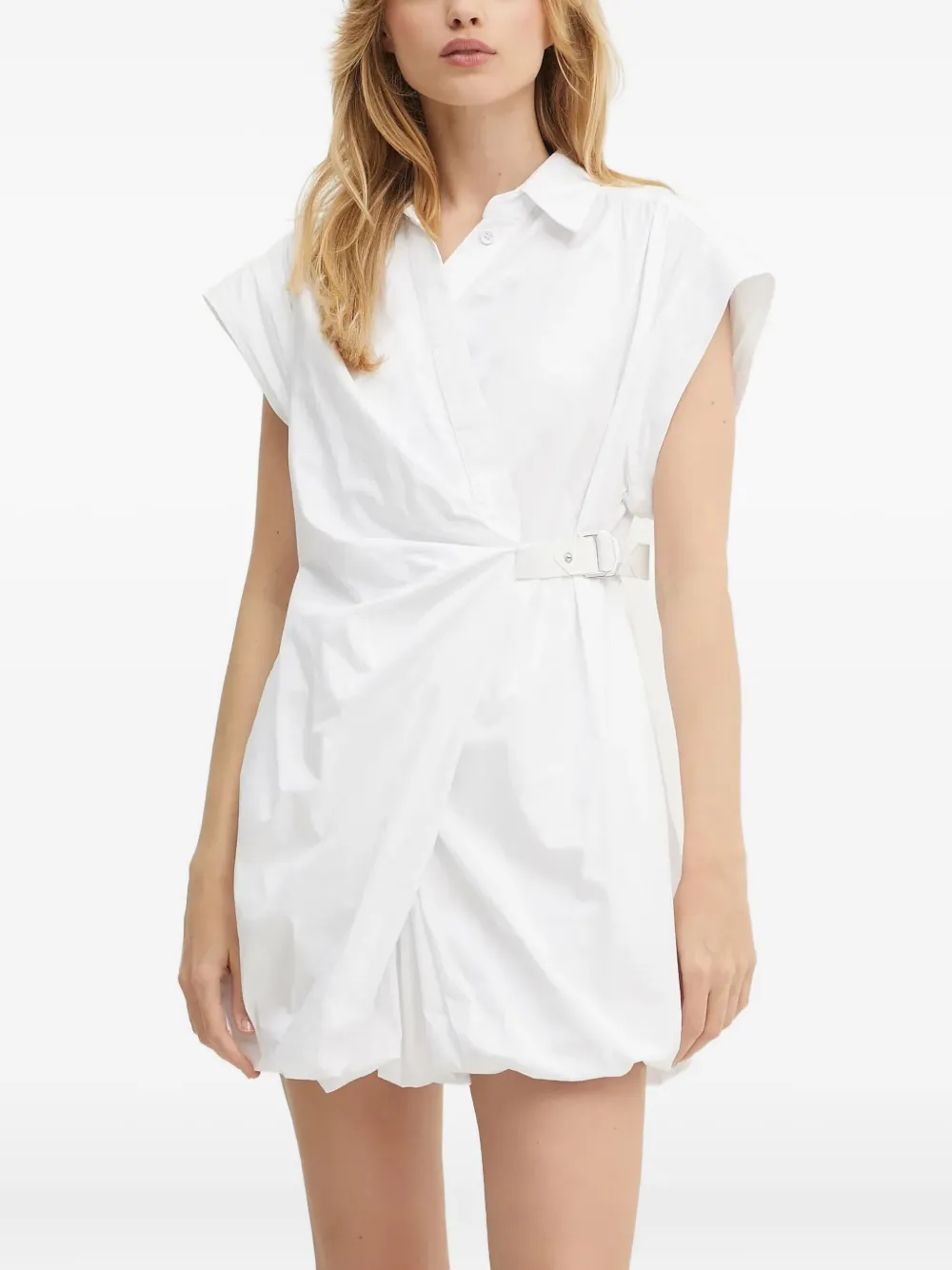 crossover-detail mini shirt dress