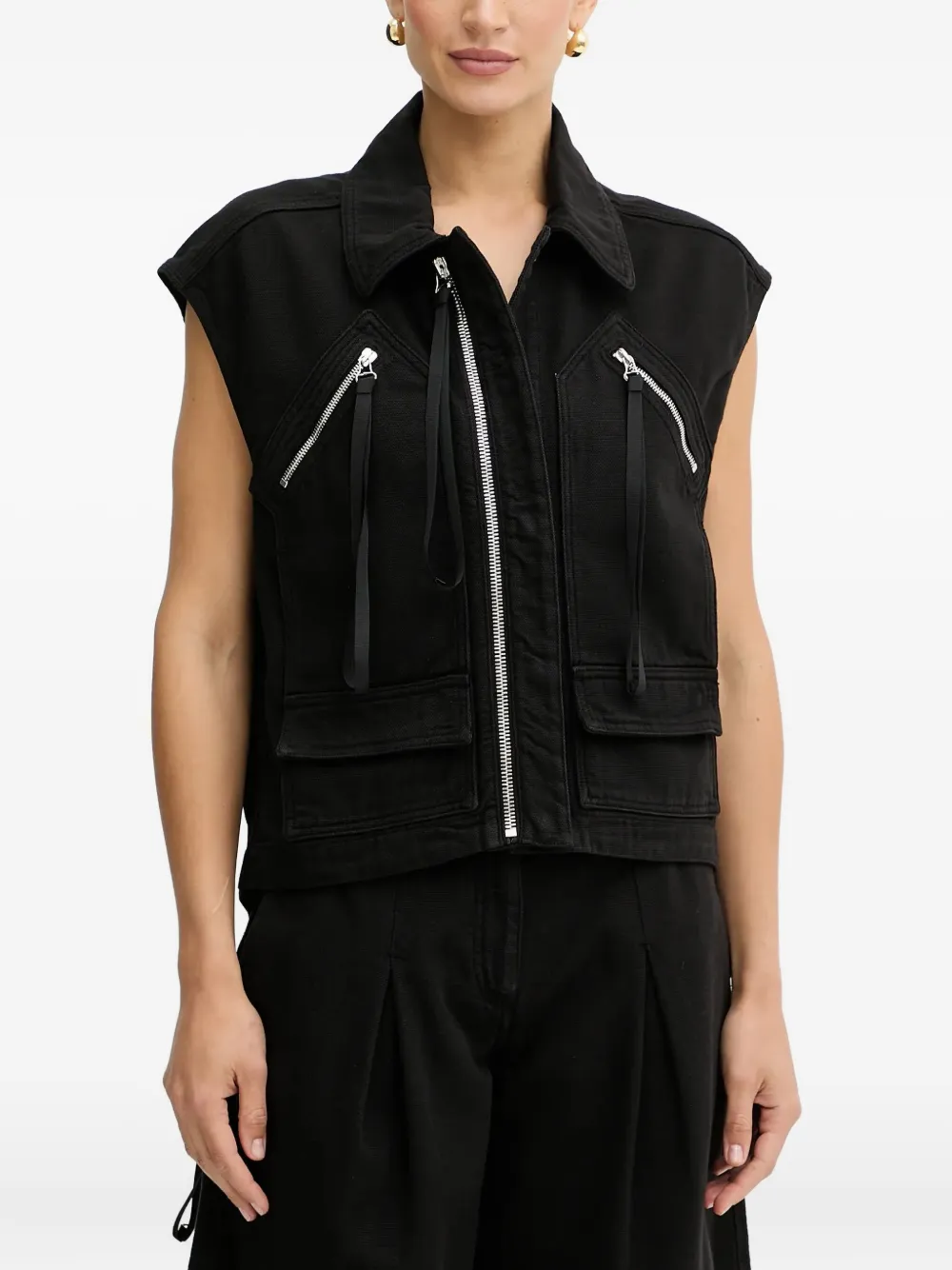PINKO zip-fastening pocket gilet | Black | Image 1