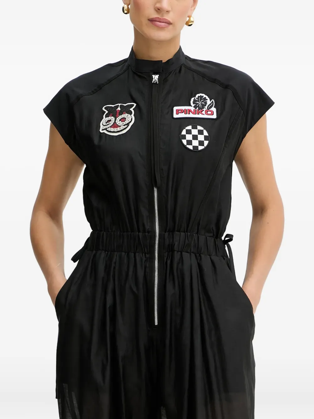 embellished zip-front jumpsuit