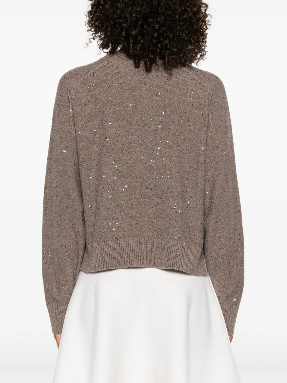 Antonelli Sweater met pailletten en ronde hals Bruin
