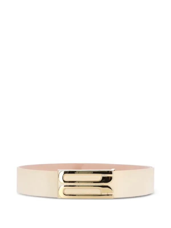 送料込関税込■Victoria Beckham■ジャンボフレームレザーベルト Jumbo Frame Belt In Chocolate Croc Embossed Leather