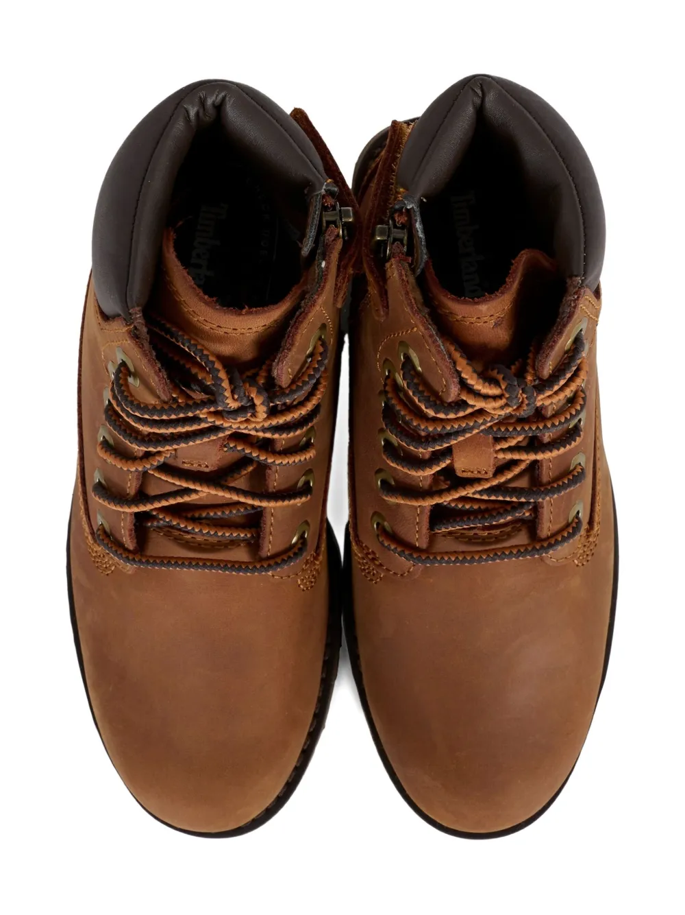 Timberland Kids leather lace-up boots Brown