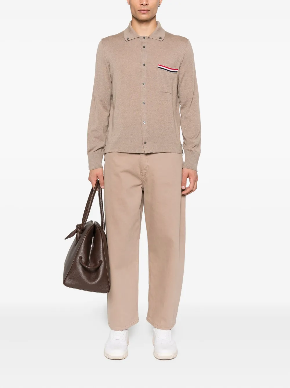 Thom Browne Wollen vest met zak met knopen Bruin