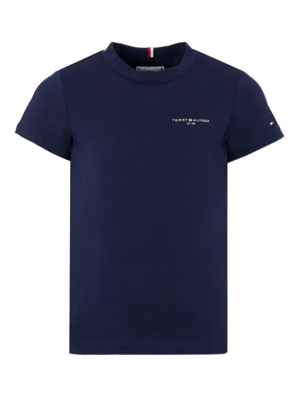 Tommy Hilfiger Junior logo-embroidered short-sleeve t-shirt Blue  FARFETCH ID