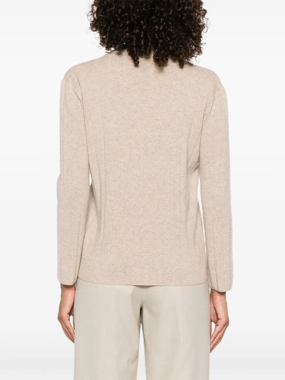 Max Mara Arten geribbelde trui met V-hals Beige
