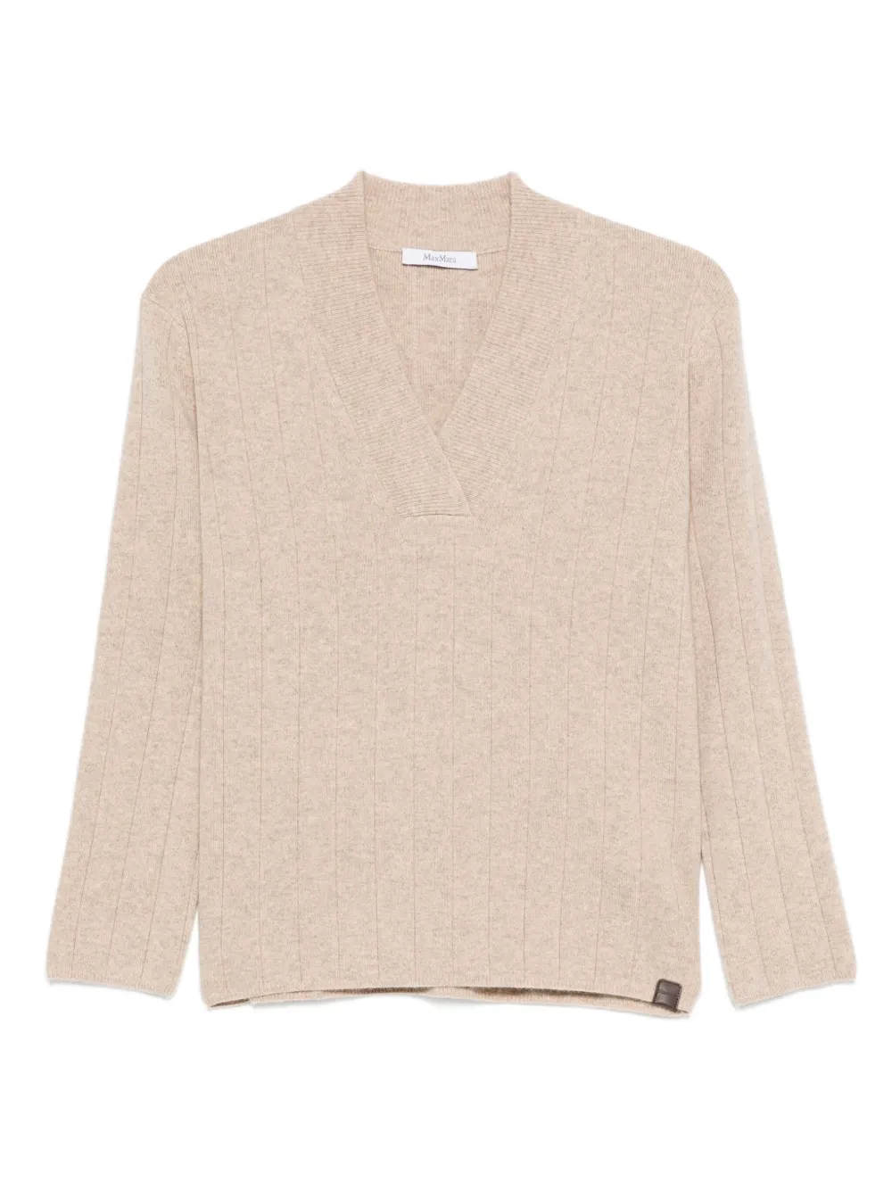 Max Mara Arten geribbelde trui met V-hals Beige