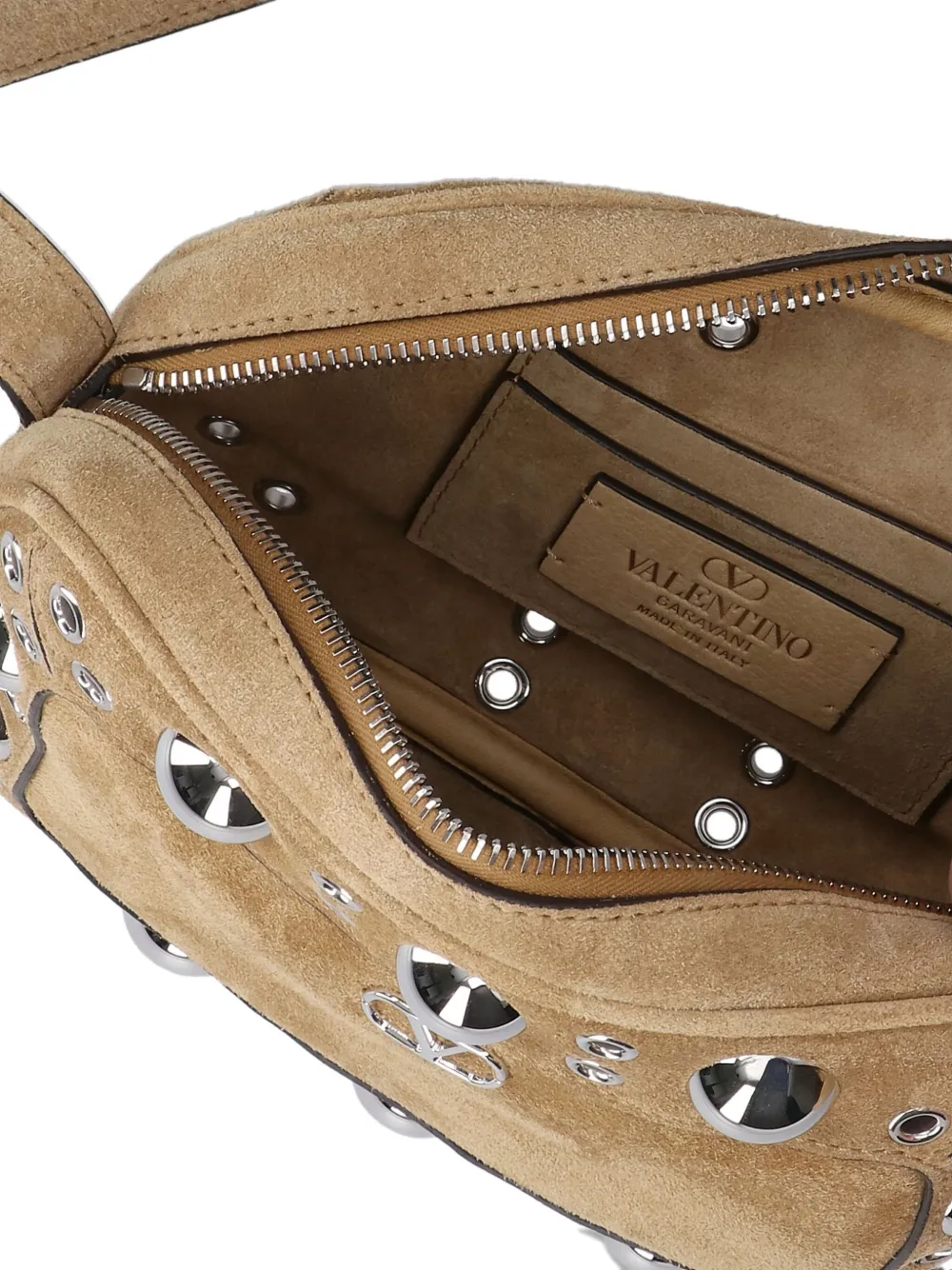 Valentino Nellcôte Studded Cross Body Bag In Nude