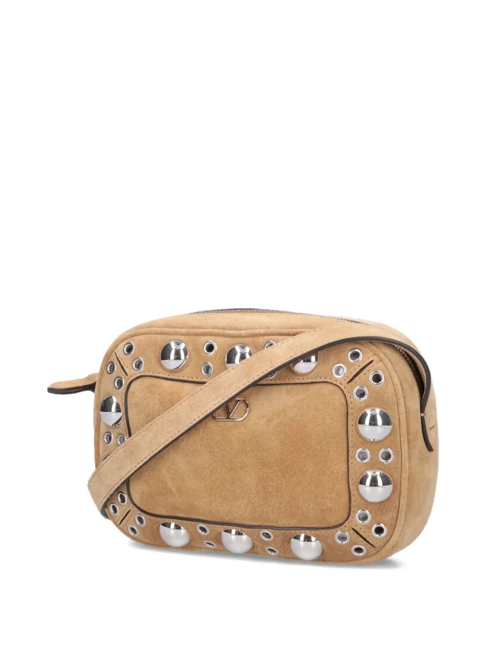 Valentino Nellcôte Studded Cross Body Bag In Nude