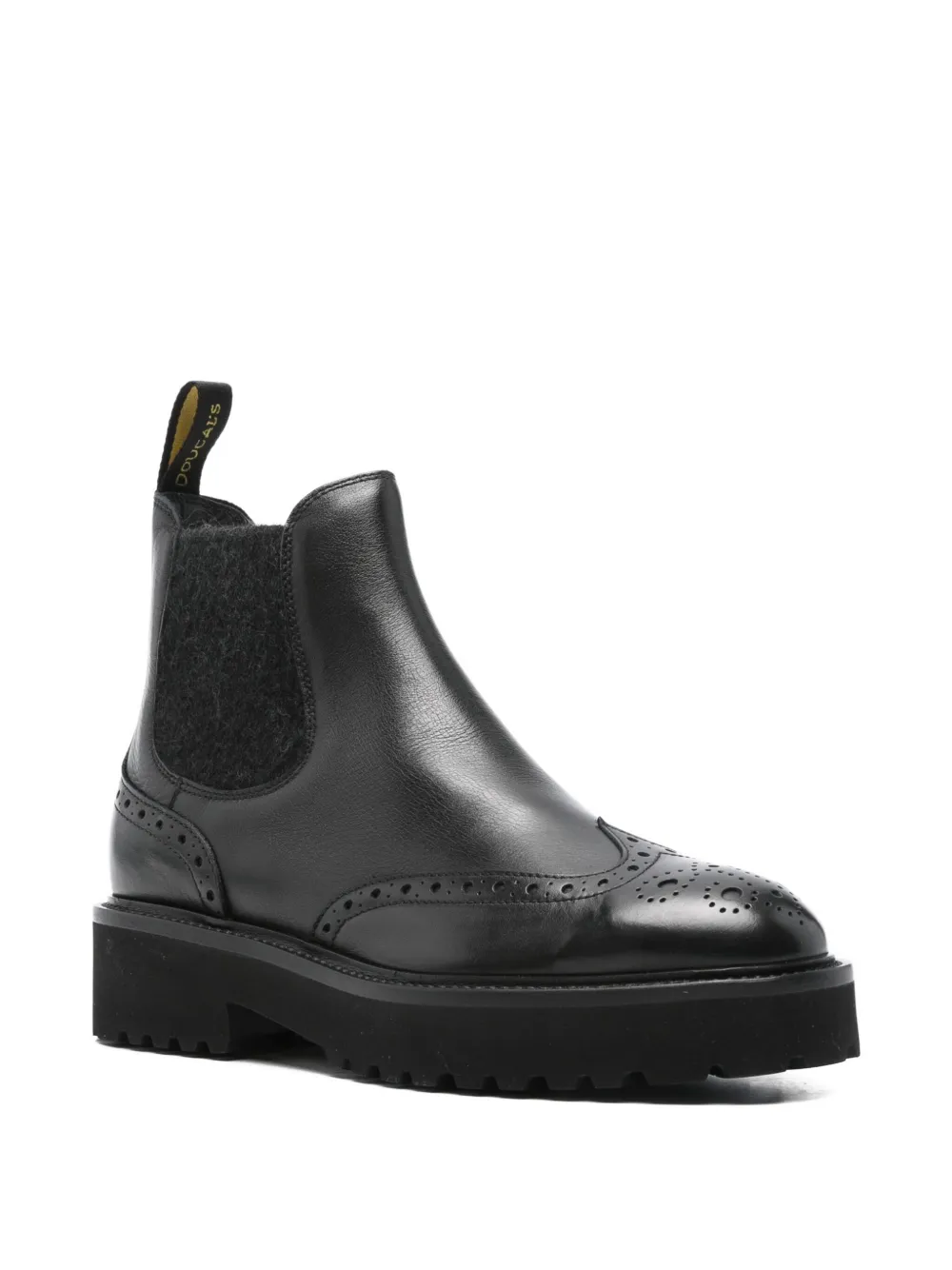 Doucal's elastic-panel brogue boots Black