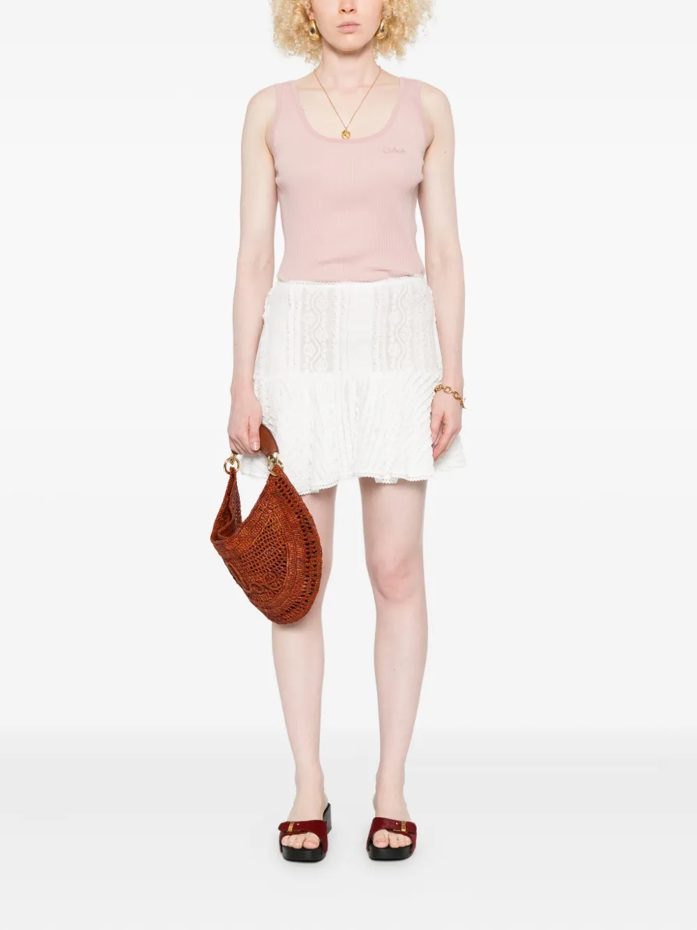 Chloé Tanktop met geborduurd logo Roze