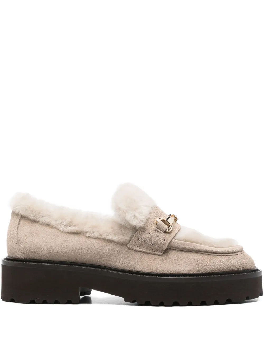 Doucal's 40mm shearling platform loafers Neutrals